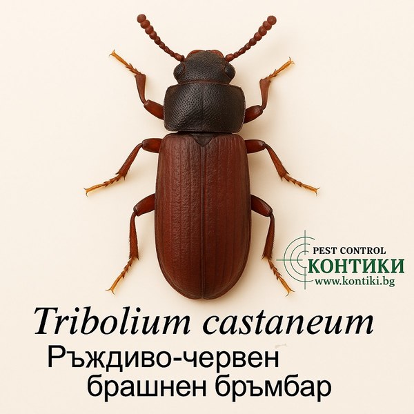 Ръждиво-червен брашнен бръмбар Tribolium castaneum