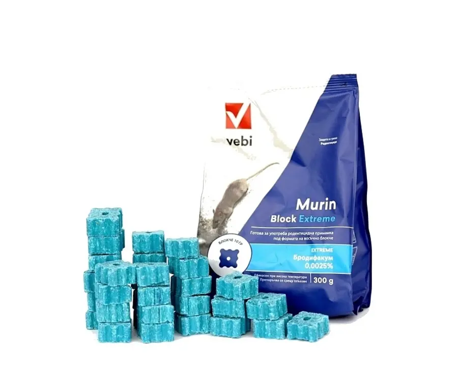 Murin Block Extreme с подредени восъчни блокчета – примамка с бродифакум