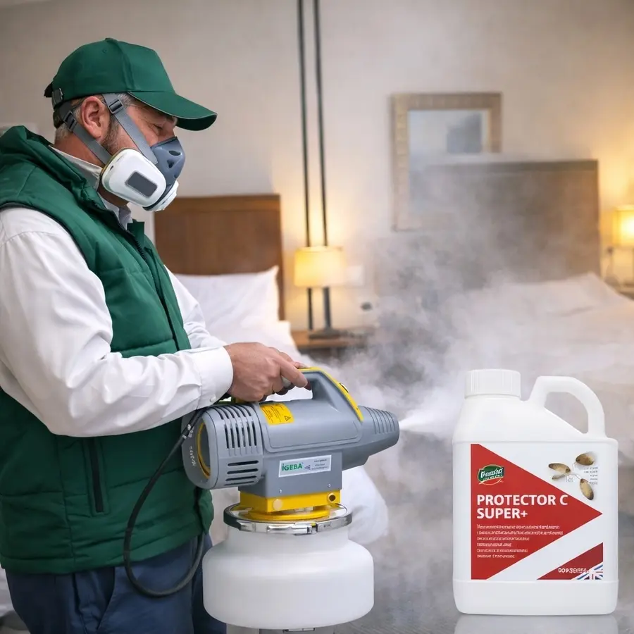 Приложение на препарат против дървеници Protector Super C+ 5 л при професионална дезинсекция в помещение