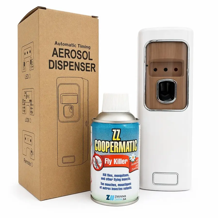 ZZ Coopermatic Fly Killer диспенсър за мухи и комари с включен спрей пълнител