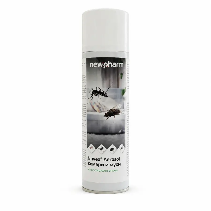 NUVEX Aerosol инсектициден спрей с пиретрум против комари и мухи