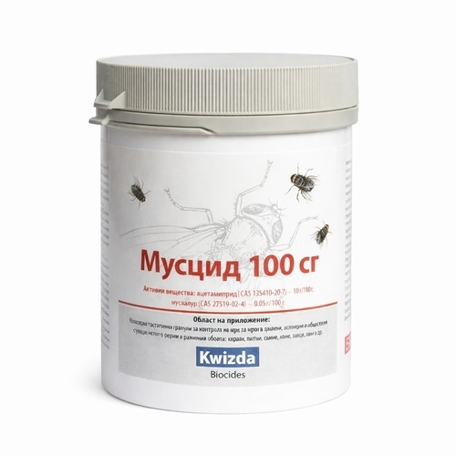 Мусцид 100 СГ 500 г – препарат против мухи за ферми и помещения