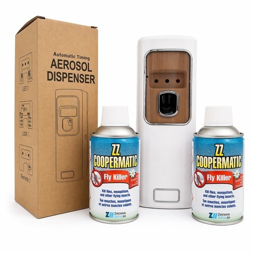 ZZ Coopermatic Fly Killer Диспенсър + 2 спрея против мухи и комари