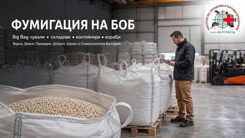 Фумигация на боб в Big Bag чували, складове, контейнери и кораби